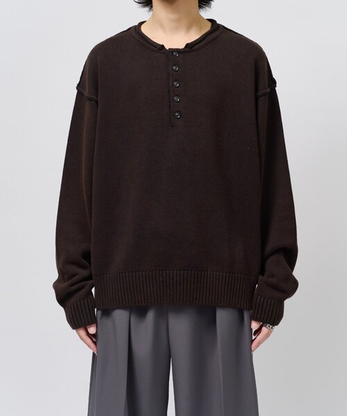 Lui's(ルイス)の「ストーンウォッシュヘンリーネックニット(ニット/セーター・メンズ・ブラック/ネイビー/グレー・M/S)」の21枚目の写真