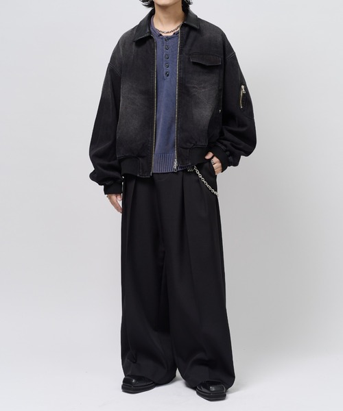 Lui's(ルイス)の「ストーンウォッシュヘンリーネックニット(ニット/セーター・メンズ・ブラック/ネイビー/グレー・M/S)」の17枚目の写真