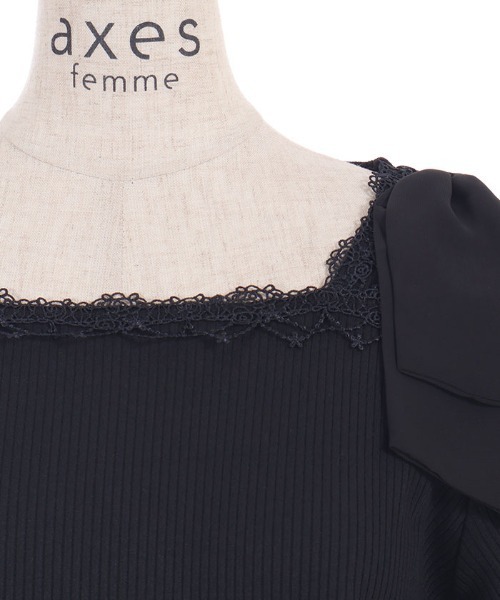 axes femme（アクシーズファム）の「肩リボンリブＰＯ（Tシャツ/カットソー・レディース・サックスブルー/ブラック/ホワイト・FREE）」の18枚目の写真