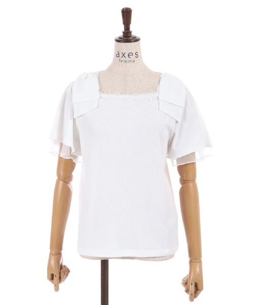 axes femme（アクシーズファム）の「肩リボンリブＰＯ（Tシャツ/カットソー・レディース・サックスブルー/ブラック/ホワイト・FREE）」の20枚目の写真