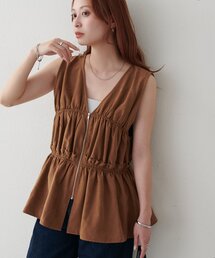 【WEB限定】ZIPシャーリングノースリブラウス