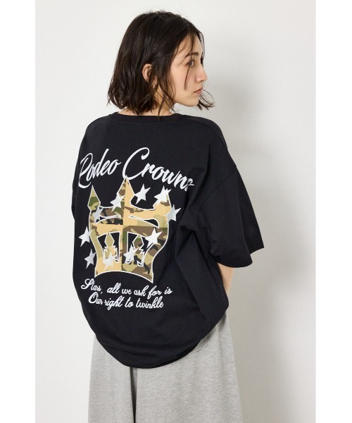 RODEO CROWNS WIDE BOWL（ロデオクラウンズワイドボウル）の「アップリケクラウンロゴTシャツ（Tシャツ/カットソー・レディース・ライトピンク/ブラック/ブラウン/オフホワイト・FREE）」の3枚目の写真