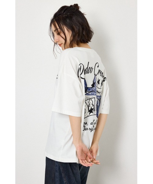 RODEO CROWNS WIDE BOWL（ロデオクラウンズワイドボウル）の「アップリケクラウンロゴTシャツ（Tシャツ/カットソー・レディース・ライトピンク/ブラック/ブラウン/オフホワイト・FREE）」の10枚目の写真