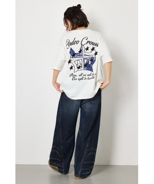RODEO CROWNS WIDE BOWL（ロデオクラウンズワイドボウル）の「アップリケクラウンロゴTシャツ（Tシャツ/カットソー・レディース・ライトピンク/ブラック/ブラウン/オフホワイト・FREE）」の13枚目の写真