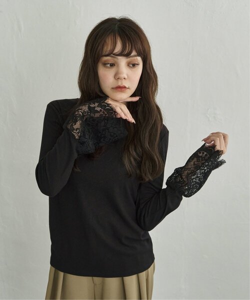 notch.(ノッチ)の「袖口フレアレースロンT(Tシャツ/カットソー・レディース・ブラック/オフホワイト・M)」の21枚目の写真