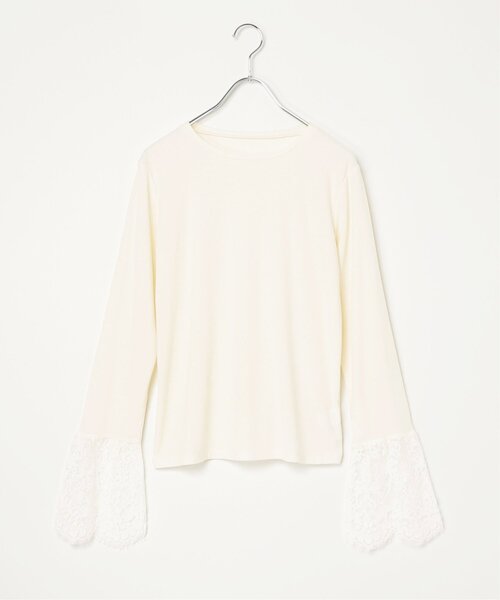 notch.(ノッチ)の「袖口フレアレースロンT(Tシャツ/カットソー・レディース・ブラック/オフホワイト・M)」の11枚目の写真