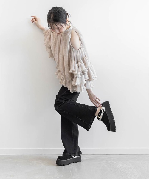 RANDA（ランダ）の「2WAY ゴールドバックルベルトファーサボシューズ（その他シューズ・レディース・ブラウン/ブラック/ベージュ・S/M/L/LL）」の17枚目の写真
