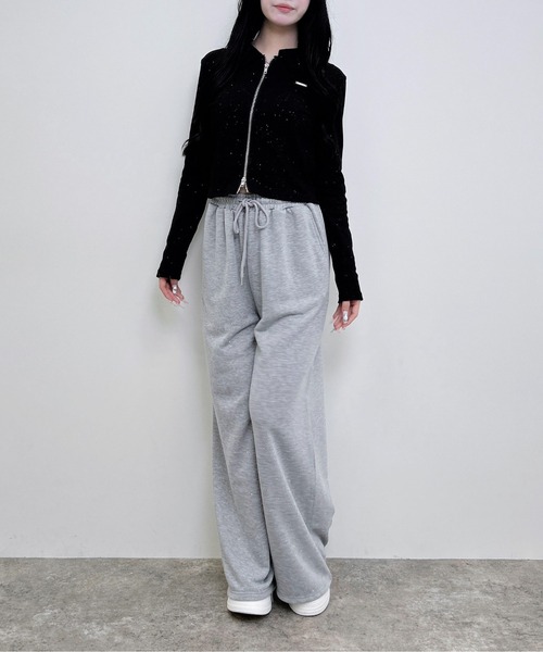 INGNI（イング）の「襟付きジップラメリブ長袖トップス（Tシャツ/カットソー・レディース・ブラウン/ブラック/グレー・M）」の7枚目の写真