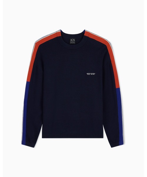 ARMANI EXCHANGE（アルマーニエクスチェンジ）の「【A|X アルマーニ エクスチェンジ】コントラストライン ニットプルオーバー（EC限定カラー含）（ニット/セーター・メンズ・オフホワイト/ダークネイビー・LARGE/SMALL/MEDIUM/X-SMALL/X-LARGE）」の6枚目の写真