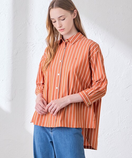 MACKINTOSH LONDON（マッキントッシュ ロンドン）の「コットンタイプライターストライプシャツ（シャツ/ブラウス・レディース・ブルー系その他4/オレンジ・38）」の2枚目の写真