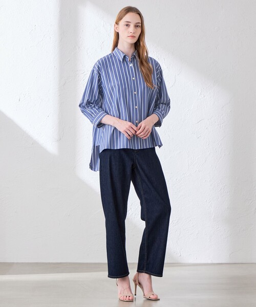 MACKINTOSH LONDON（マッキントッシュ ロンドン）の「コットンタイプライターストライプシャツ（シャツ/ブラウス・レディース・ブルー系その他4/オレンジ・38）」の3枚目の写真