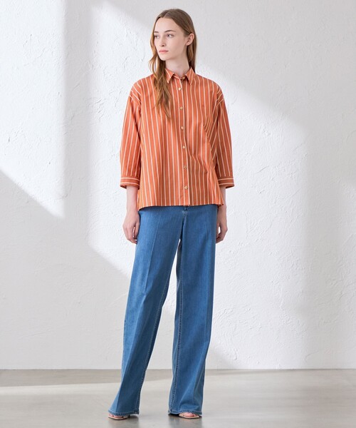MACKINTOSH LONDON（マッキントッシュ ロンドン）の「コットンタイプライターストライプシャツ（シャツ/ブラウス・レディース・ブルー系その他4/オレンジ・38）」の4枚目の写真