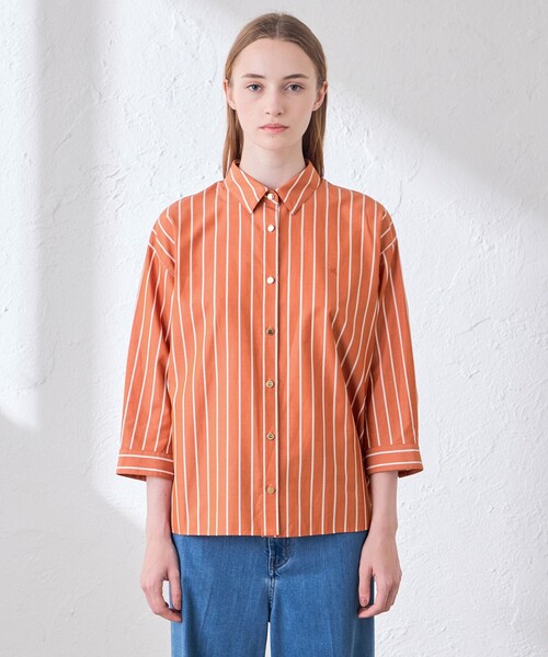 MACKINTOSH LONDON（マッキントッシュ ロンドン）の「コットンタイプライターストライプシャツ（シャツ/ブラウス・レディース・ブルー系その他4/オレンジ・38）」の5枚目の写真