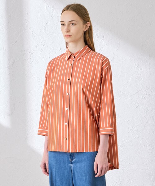 MACKINTOSH LONDON（マッキントッシュ ロンドン）の「コットンタイプライターストライプシャツ（シャツ/ブラウス・レディース・ブルー系その他4/オレンジ・38）」の6枚目の写真
