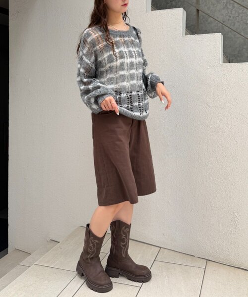 w closet(ダブルクローゼット)の「透かし編みボーダーニット(ニット/セーター・レディース・グレー/ブルー/レッド・FREE)」の14枚目の写真