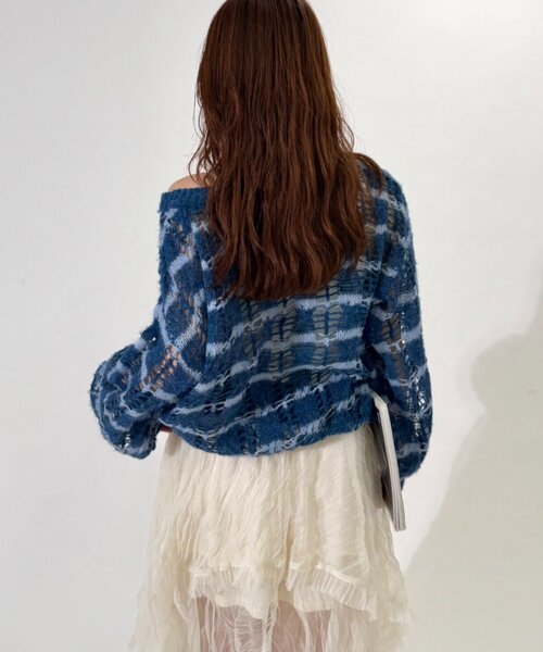 w closet(ダブルクローゼット)の「透かし編みボーダーニット(ニット/セーター・レディース・グレー/ブルー/レッド・FREE)」の20枚目の写真