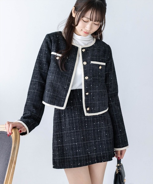 clear（クリア）の「ツイードミニスカート（セット可）［骨格ストレート／クラシカル／きれいめ］（スカート・レディース・ブラック/ピンク/アイボリー・M/S）」の18枚目の写真