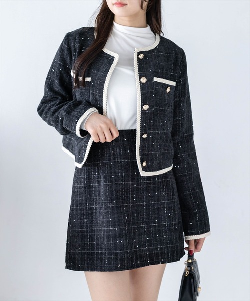 clear（クリア）の「ツイードミニスカート（セット可）［骨格ストレート／クラシカル／きれいめ］（スカート・レディース・ブラック/ピンク/アイボリー・M/S）」の19枚目の写真