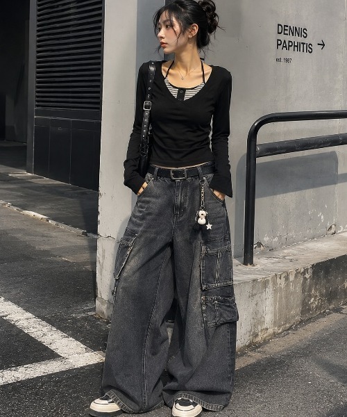 AVYL(アヴィル)の「レース切替リボンレイヤード長袖カットソー(Tシャツ/カットソー・レディース・ブラック/ホワイト・M)」の7枚目の写真