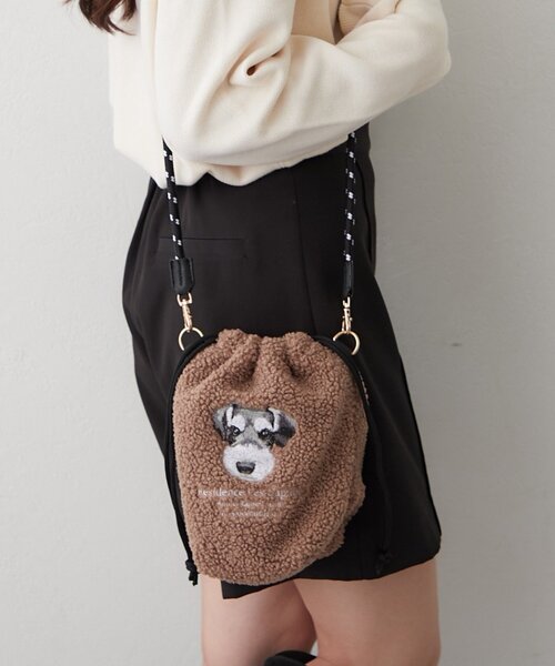 Remind me and forever(リマインドミーアンドフォーエバー)の「ボア刺繍コードショルダー(ショルダーバッグ・レディース・カーキ/ブラウン/グレー/アイボリー/ベージュ・FREE)」の4枚目の写真