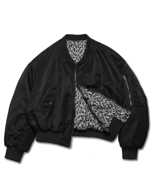 ROCKPSYCHO(ロックサイコ)の「リバーシブル レオパード flightジャケット ブラックグレー(ブルゾン・レディース・ブラック×グレー・MEDIUM/LARGE)」の2枚目の写真