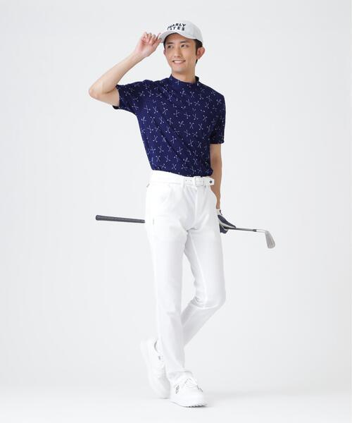 PEARLY GATES（パーリーゲイツ）の「【PEARLY GATES】2WAYトリコット半袖ハイネックカットソー ＜ゴルフクラブ柄＞ (MENS)（Tシャツ/カットソー・メンズ・ブルー系その他・MEDIUM/LARGE/X-LARGE）」の4枚目の写真