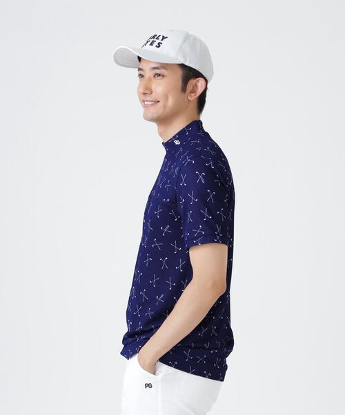 PEARLY GATES（パーリーゲイツ）の「【PEARLY GATES】2WAYトリコット半袖ハイネックカットソー ＜ゴルフクラブ柄＞ (MENS)（Tシャツ/カットソー・メンズ・ブルー系その他・MEDIUM/LARGE/X-LARGE）」の6枚目の写真