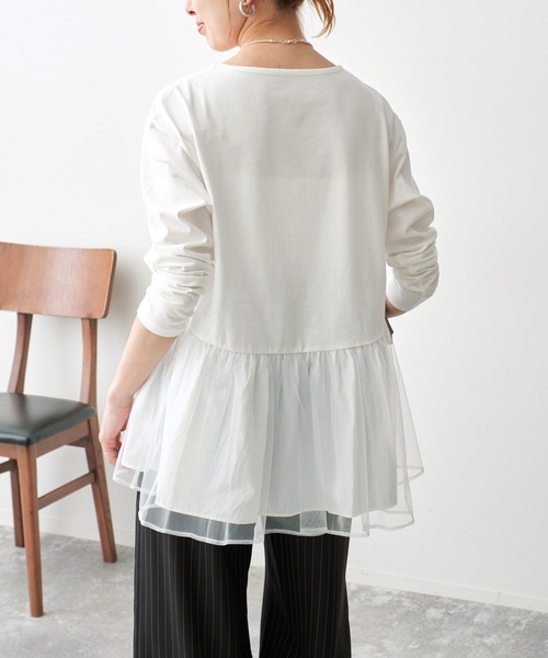 Spick & Span（スピックアンドスパン）の「《追加》チュールコンビフレアプルオーバー（Tシャツ/カットソー・レディース・ブラック/モカ・FREE）」の16枚目の写真