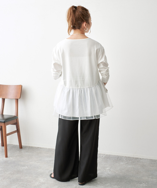 Spick & Span（スピックアンドスパン）の「《追加》チュールコンビフレアプルオーバー（Tシャツ/カットソー・レディース・ブラック/モカ・FREE）」の18枚目の写真