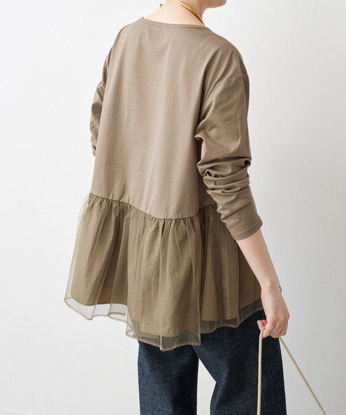Spick & Span（スピックアンドスパン）の「《追加》チュールコンビフレアプルオーバー（Tシャツ/カットソー・レディース・ブラック/モカ・FREE）」の22枚目の写真