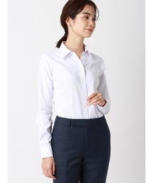 スキッパーカラーシャツ／長袖／Easy Care Stretch Blouse／織柄