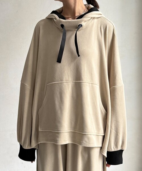 DouDou（ドゥドゥ）の「【WEB限定/セットアップ可能】フリースフーディー（Tシャツ/カットソー・レディース・グレイッシュベージュ/ホワイト系その他・FREE）」の10枚目の写真