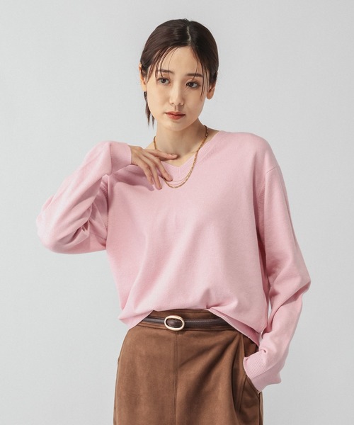 GLOBAL WORK(グローバルワーク)の「カシミヤタッチVネックプルオーバー/ 758522PO(ニット/セーター・レディース・マスタード/ライトグレー/ライトピンク/ホワイト/ネイビー・SMALL/LARGE/MEDIUM/X-SMALL/X-LARGE)」の5枚目の写真