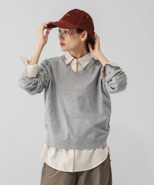 GLOBAL WORK(グローバルワーク)の「カシミヤタッチVネックプルオーバー/ 758522PO(ニット/セーター・レディース・マスタード/ライトグレー/ライトピンク/ホワイト/ネイビー・SMALL/LARGE/MEDIUM/X-SMALL/X-LARGE)」の7枚目の写真