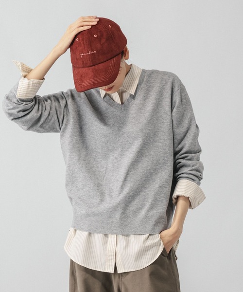 GLOBAL WORK(グローバルワーク)の「カシミヤタッチVネックプルオーバー/ 758522PO(ニット/セーター・レディース・マスタード/ライトグレー/ライトピンク/ホワイト/ネイビー・SMALL/LARGE/MEDIUM/X-SMALL/X-LARGE)」の8枚目の写真