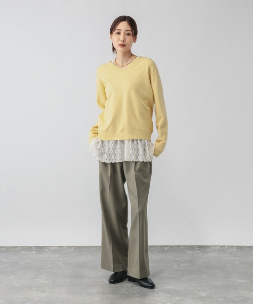 GLOBAL WORK(グローバルワーク)の「カシミヤタッチVネックプルオーバー/ 758522PO(ニット/セーター・レディース・マスタード/ライトグレー/ライトピンク/ホワイト/ネイビー・SMALL/LARGE/MEDIUM/X-SMALL/X-LARGE)」の14枚目の写真
