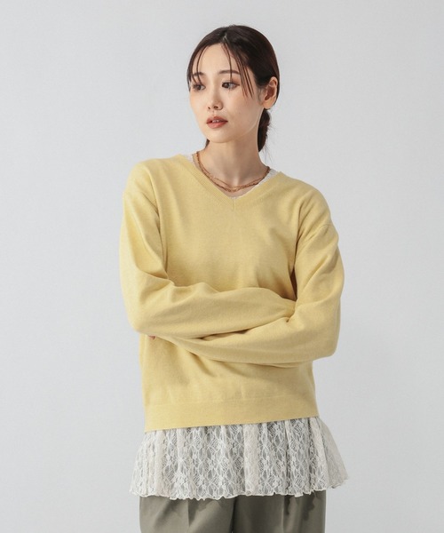 GLOBAL WORK(グローバルワーク)の「カシミヤタッチVネックプルオーバー/ 758522PO(ニット/セーター・レディース・マスタード/ライトグレー/ライトピンク/ホワイト/ネイビー・SMALL/LARGE/MEDIUM/X-SMALL/X-LARGE)」の16枚目の写真