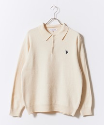U.S. POLO ASSN./ユーエスポロアッスン スウェットライクポロセーター 12Gオールニードル ニットブランドロゴ メンズ レディース 2026年秋冬 秋服