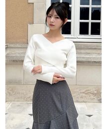 フロントクロスニットトップス