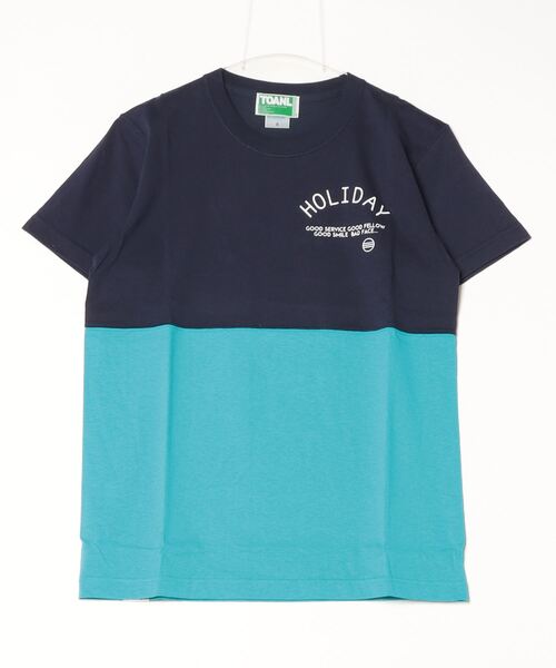 PARKS TOKYO SELECT(パークストウキョウセレクト)の「【TURN OVER A NEW LEAF】バイカラーTシャツ(Tシャツ/カットソー・メンズ・レッド/ワイン/ネイビー/イエロー/ブラック/ブルー・LARGE/SMALL/MEDIUM)」の2枚目の写真