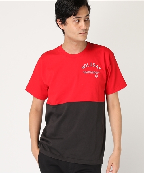 NOT RIGID(ノットリジット)の「【TURN OVER A NEW LEAF】バイカラーTシャツ(Tシャツ/カットソー・メンズ・ワイン/レッド/ブラック/ブルー/ネイビー/イエロー・LARGE/SMALL/MEDIUM)」の5枚目の写真