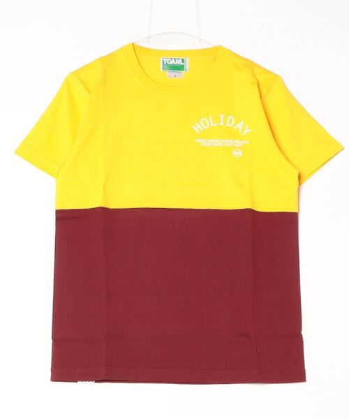 PARKS TOKYO SELECT(パークストウキョウセレクト)の「【TURN OVER A NEW LEAF】バイカラーTシャツ(Tシャツ/カットソー・メンズ・レッド/ワイン/ネイビー/イエロー/ブラック/ブルー・LARGE/SMALL/MEDIUM)」の4枚目の写真