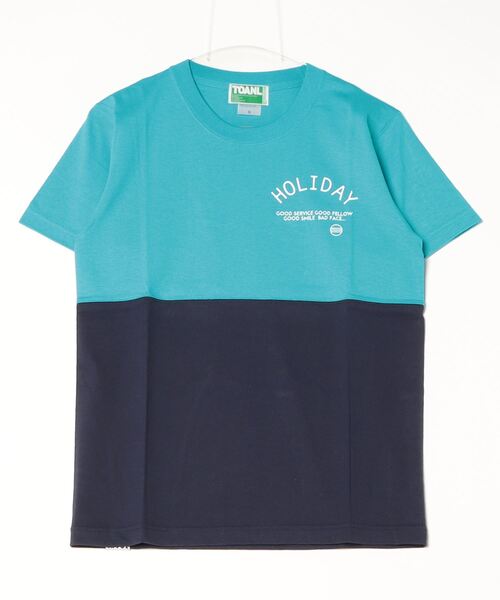 NOT RIGID(ノットリジット)の「【TURN OVER A NEW LEAF】バイカラーTシャツ(Tシャツ/カットソー・メンズ・ワイン/レッド/ブラック/ブルー/ネイビー/イエロー・LARGE/SMALL/MEDIUM)」の1枚目の写真