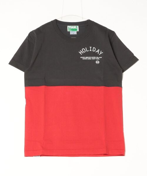 NOT RIGID(ノットリジット)の「【TURN OVER A NEW LEAF】バイカラーTシャツ(Tシャツ/カットソー・メンズ・ワイン/レッド/ブラック/ブルー/ネイビー/イエロー・LARGE/SMALL/MEDIUM)」の2枚目の写真