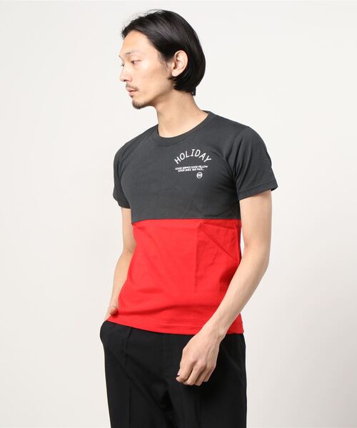 overneath x super A market 別注バイカラーTシャツ 別注】OVERNEATH × SUPER A MARKET メッシュTシャツ