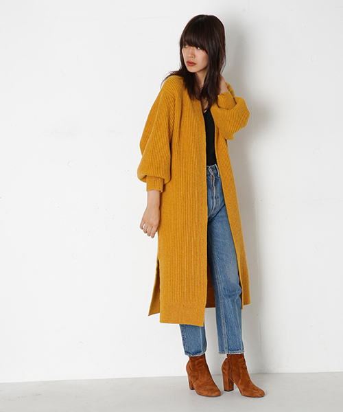 SLY（スライ）の「LAMSWOOL BALLOON RIB LG GOWN（その他アウター・レディース・トップグレー/イエロー系その他/ネイビー・FREE）」の3枚目の写真