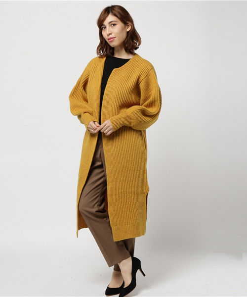 SLY（スライ）の「LAMSWOOL BALLOON RIB LG GOWN（その他アウター・レディース・トップグレー/イエロー系その他/ネイビー・FREE）」の14枚目の写真