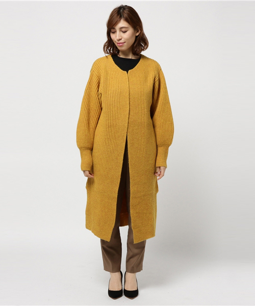 SLY（スライ）の「LAMSWOOL BALLOON RIB LG GOWN（その他アウター・レディース・トップグレー/イエロー系その他/ネイビー・FREE）」の4枚目の写真