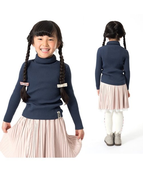 apres les cours(アプレレクール)の「デイリーリブニットタートル(ニット/セーター・キッズ・ネイビー/マスタード/ピンク/アイボリー・80/140/110/130/90/100/120)」の5枚目の写真
