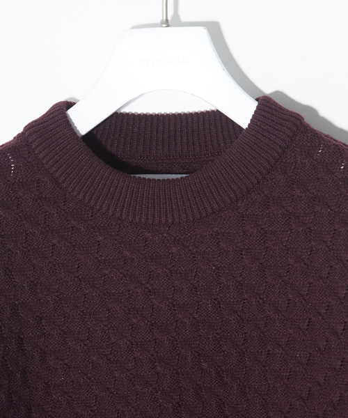 STUDIOUS(ステュディオス)の「リンクスジャガードニット(ニット/セーター・メンズ・ブラック/ワイン・1/2/3)」の3枚目の写真